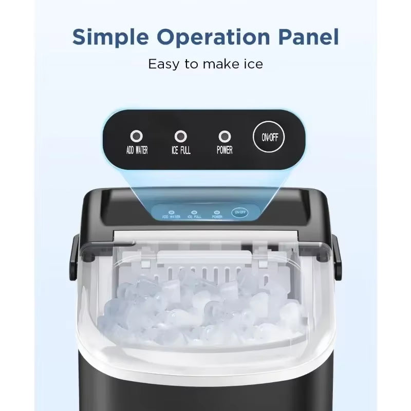 Ice Maker Countertop, Portable Machine with Self-Cleaning, 26.5Lbs/24Hrs, 9 Bullet Ice Cubes in 6 Mins, Basket