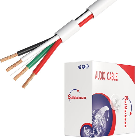 250Ft 18AWG 4 Conductors (18/4) CL2 Rated Speaker Cable True Spec & Gauge Low Voltage LED Wire, Pull Box (For In-Wall Installation) (18AWG / 4 Conductors, 250Ft)