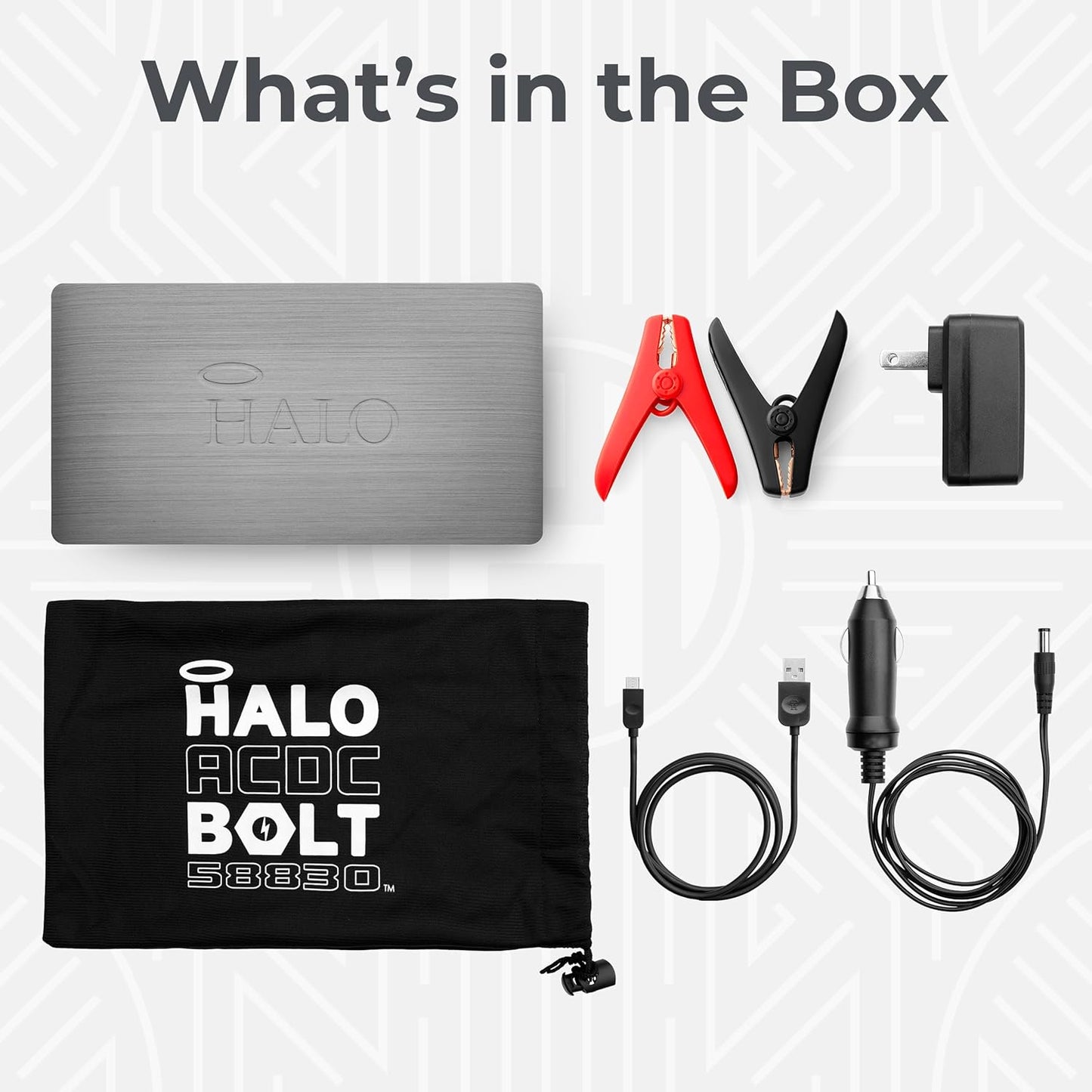 Bolt 58830 Mwh Portable Phone Laptop Charger Car Jump Starter with AC Outlet and Car Charger - Grey